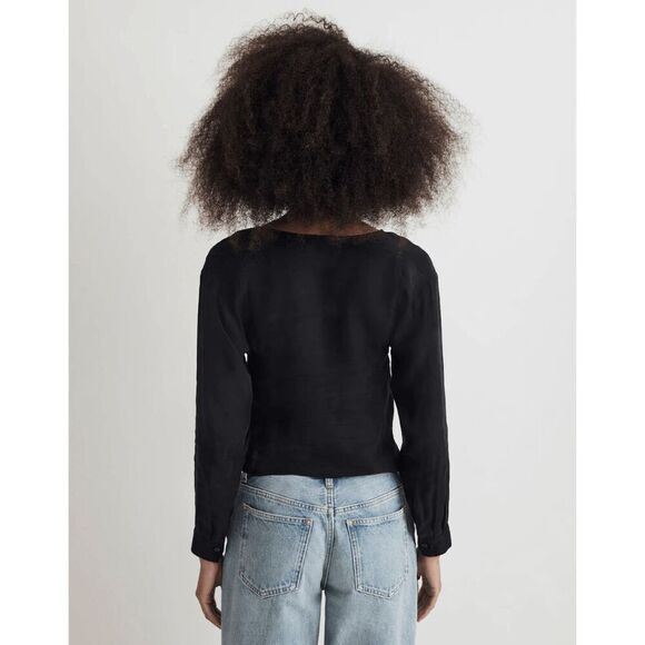 Madewell Brushed Ruched-Front Top True Black Size 00 NWT‎ - Picture 2 of 8